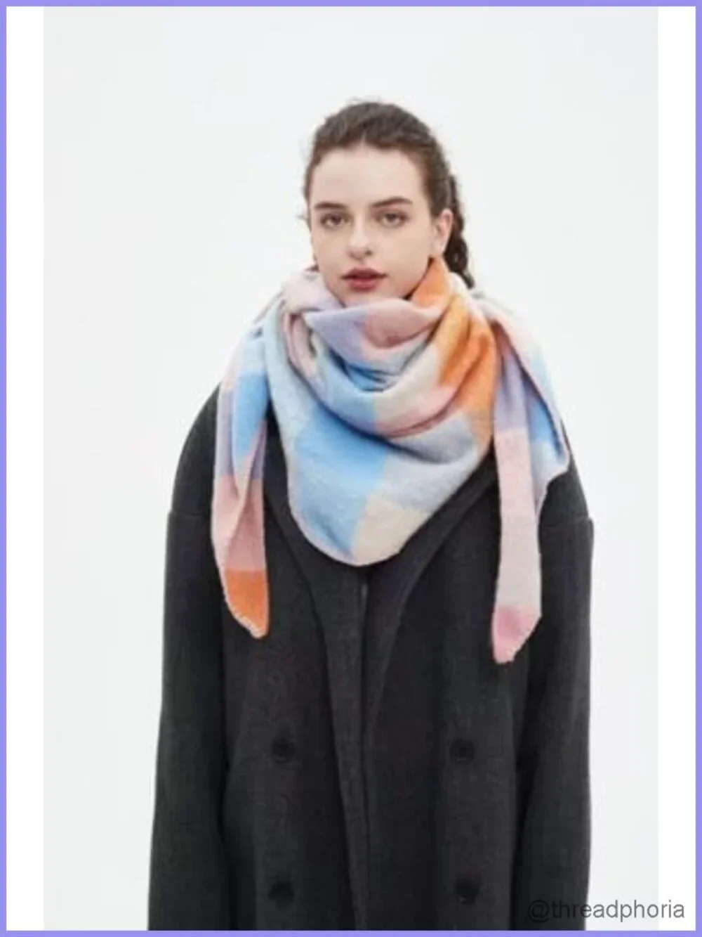 Oversized Plaid Triangle Scarf Shawl Wrap Soft Cozy Winter Fashion